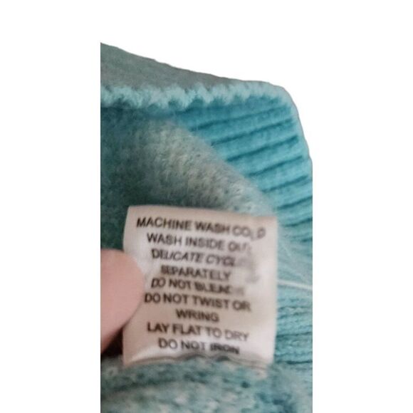 Retro Witty Fox Geometric Cardigan Sweater Womens Size S Blue White - Picture 8 of 8